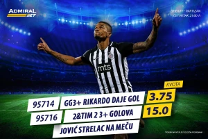 AdmiralBet Partizan specijal, pobeda, penal, Natho  i kvota 18!